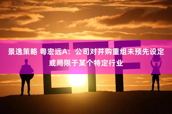 景逸策略 粤宏远A：公司对并购重组未预先设定或局限于某个特定行业